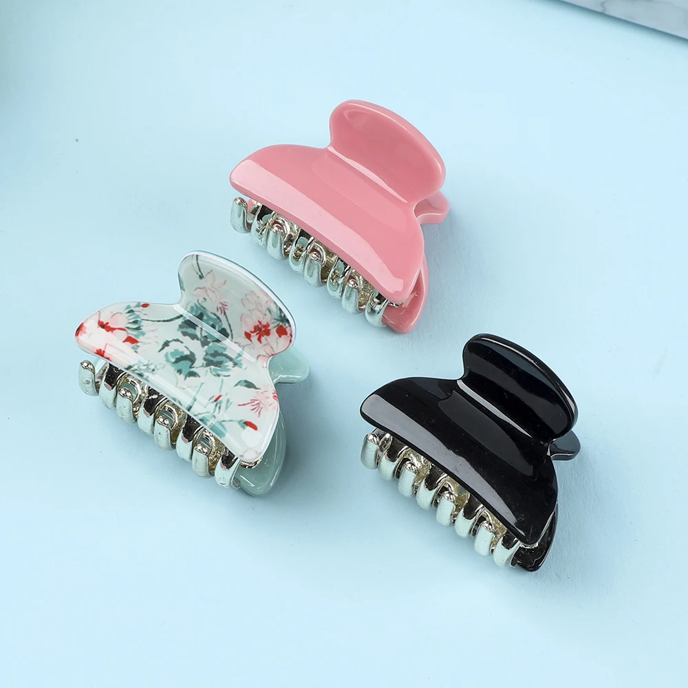 Top Trends: 3PCS / Lot Acrylic Flower Small Hair Claw Clips Women Girls Glitter Plastic Hair Crabs Clamp Make Up Barrette Hairgrip Accessories Shoppable Styles