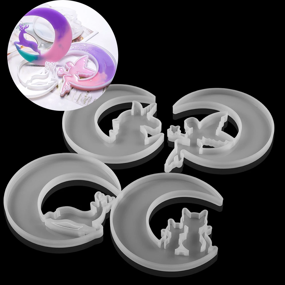 Top Trends: 1pcs Moon Cat Deer Epoxy Resin Molds Unicorn Angel UV Resin Molds Silicone For DIY Jewelry Making Findings Silicone Mould Shoppable Styles