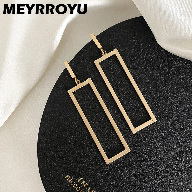 Top Trends: MEYRROYU 316L Stainless Steel Fashion Jewelry Romantic Geometric Rectangular Drop Earrings 2023 Trendy For Women New Party Gift Shoppable Styles