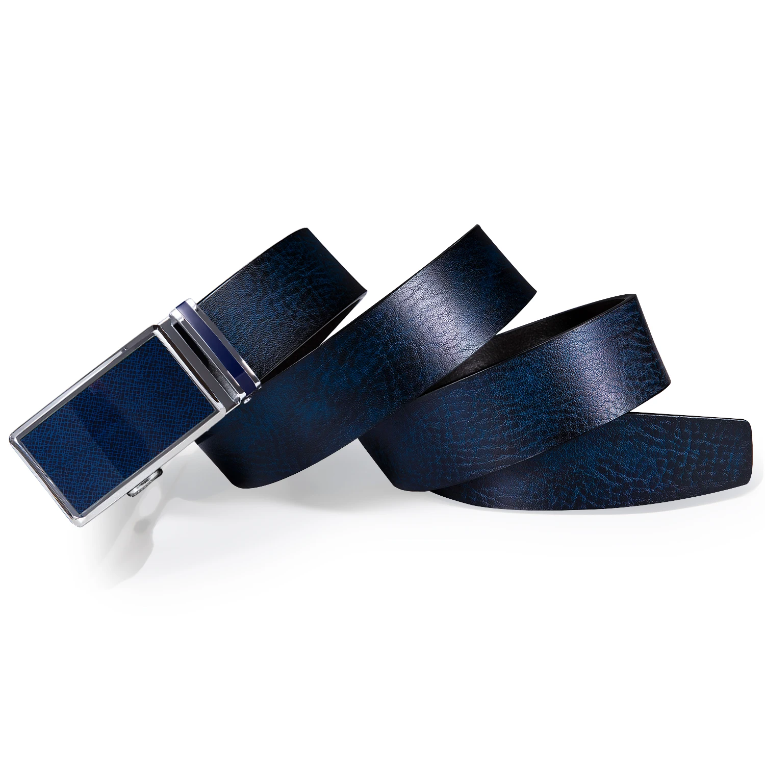 Top Trends: Hi-Tie 50 Kinds Dark Blue Genuine Leather Mens Belts For Men Belt Automatic Buckles Ratchet Waist Dress Jeans Straps Removable Shoppable Styles - Image 2