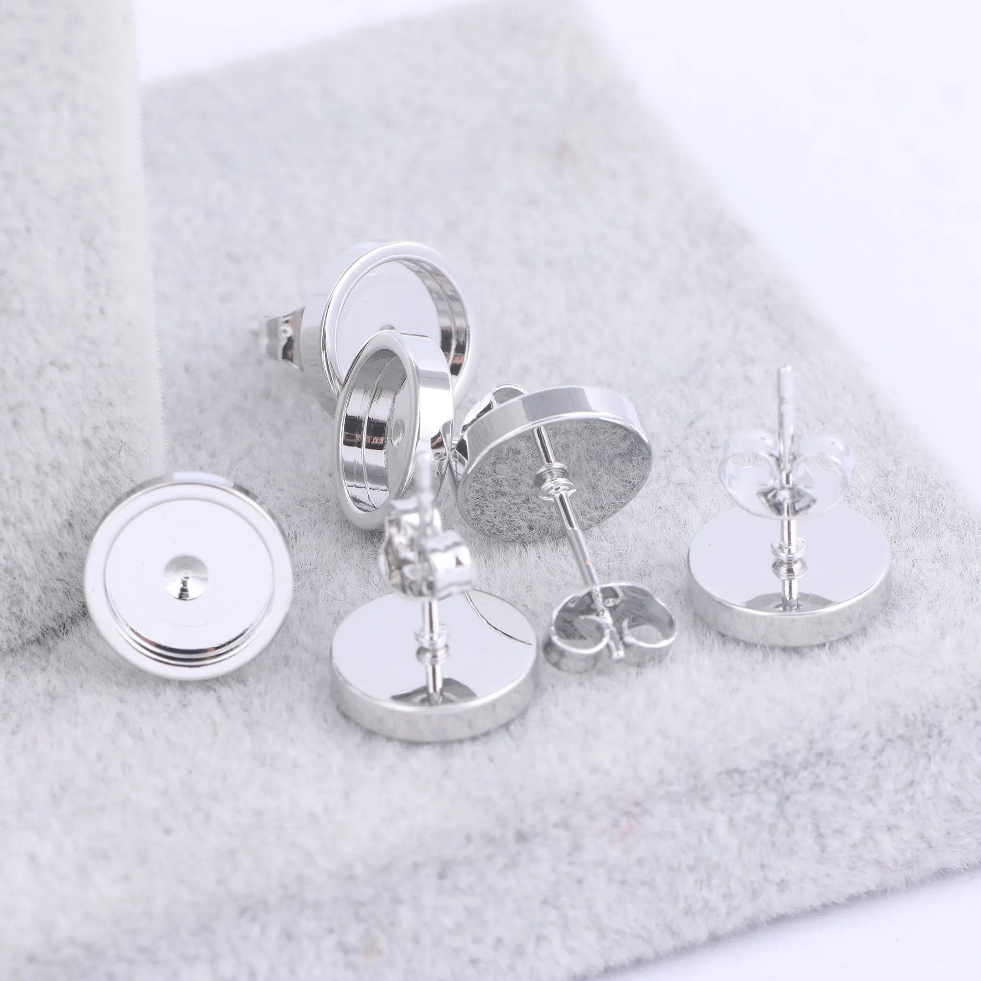 Top Trends: 10pcs Stud Earring Base Blank Stainless Steel Silver Tone Fit 6mm 8mm 10mm 12mm Cabochon Bezel Settings Diy Jewelry Supplies Shoppable Styles