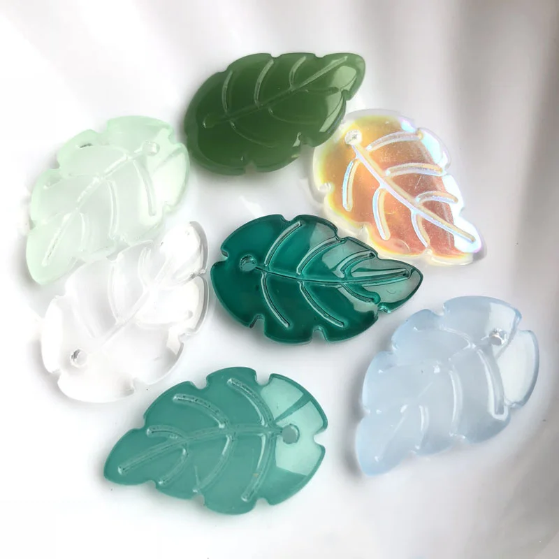 Top Trends: 10pcs Leaf Shape 23x15mm Handmade Foil Lampwork Glass Loose Pendants Beads For Jewelry Making DIY Crafts Findings Shoppable Styles