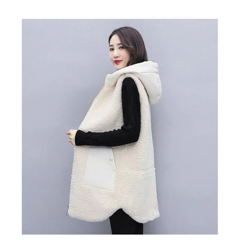 Top Trends: Imitation Lamb Hair Vest Women Autumn Winter Wear 2021 New Fashion Mid-Length Thick Plush Loose Cotton Waistcoats Jacket M348 Shoppable Styles