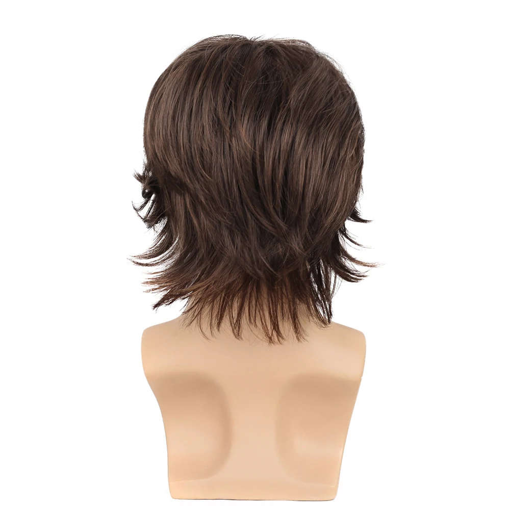 Top Trends: Men Short Brown Hair Synthetic Wigs For Men's Daily Wig Male Curly Natural Looking Hair Heat Resistant Breathable Shoppable Styles - Image 3