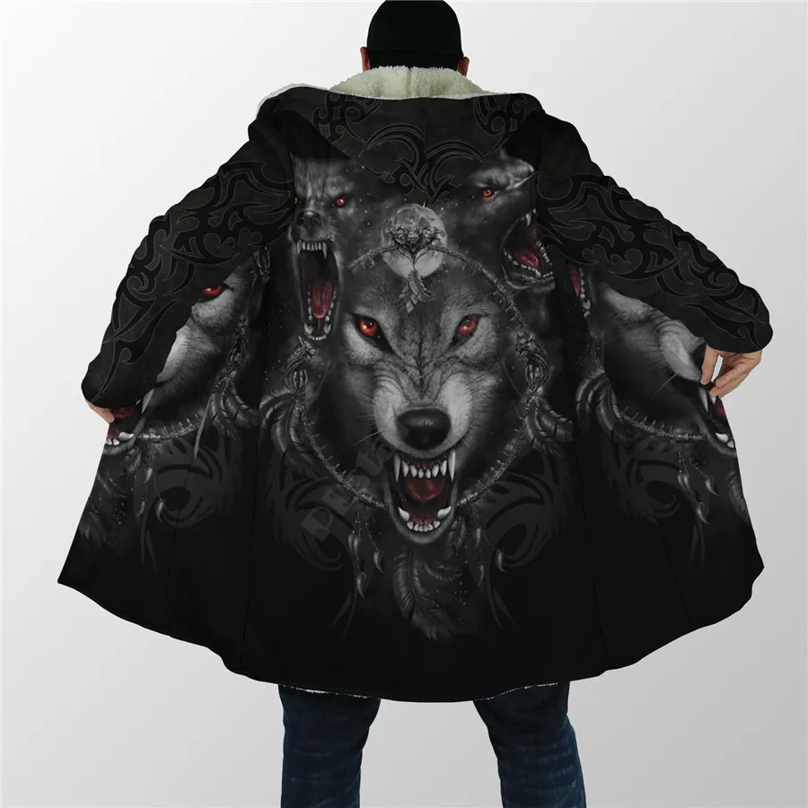 Top Trends: Winter Men For Women Hooded Cloak Black Wolf Nightmare 3D All Over Prined Fleece Wind Breaker Warm Hood Cloak Shoppable Styles