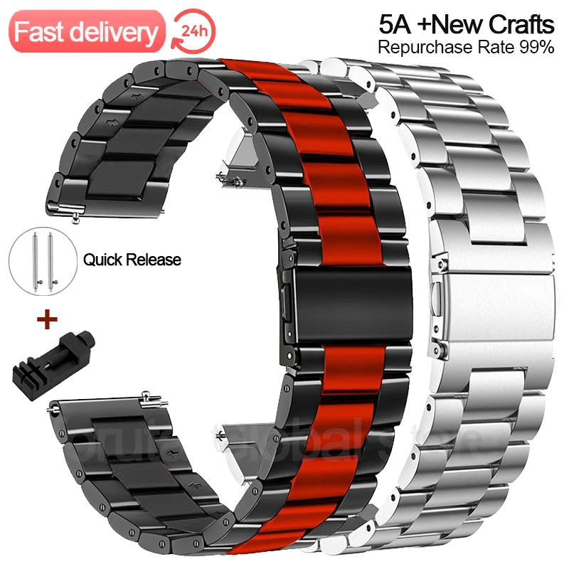 Top Trends: 20mm 22mm Luxury Stainless Steel Band For Huawei GT2 Pro Bracelet Sport Strap For Samsung Galaxy 3 Watch 42 46mm GEAR S3 Active2 Shoppable Styles