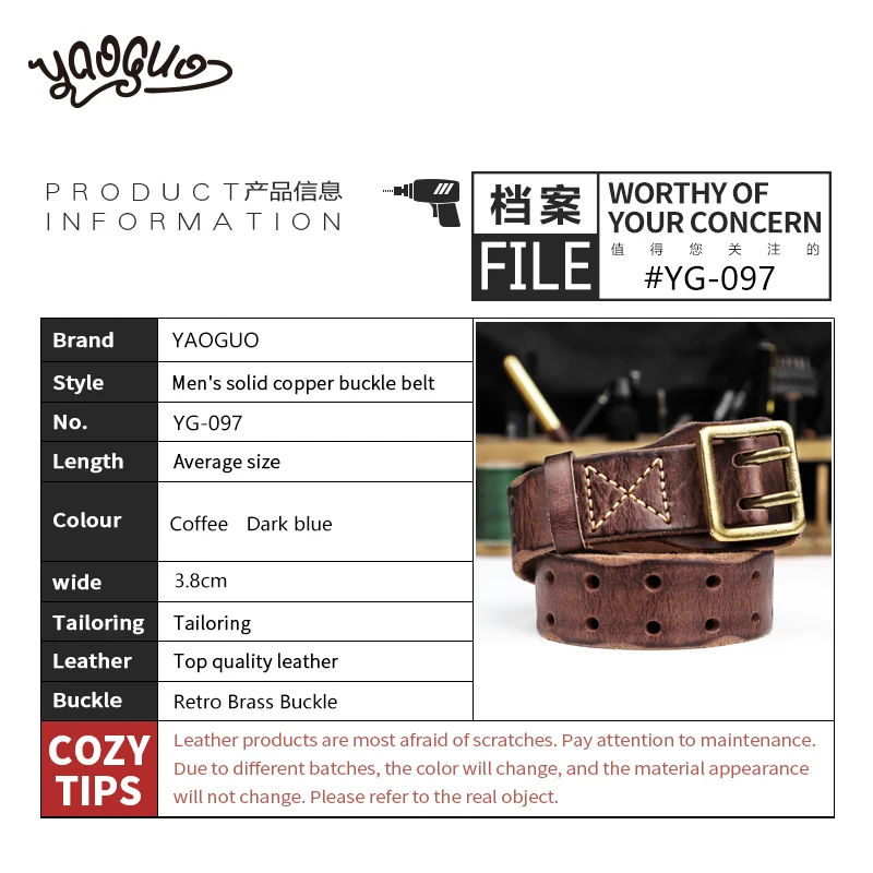 Top Trends: Double Needle Pin Buckle Genuine Leather Men's Belt Retro Handmade Cowskin Jeans Belt For Male YG097 Shoppable Styles - Image 2