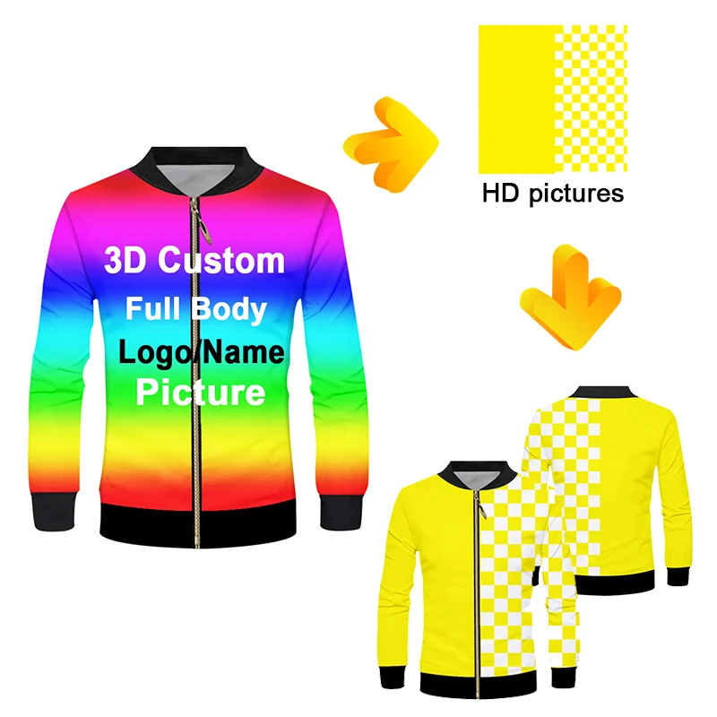 Top Trends: UJWI Men 3d Print Zip Jacket Custom Logo Oversized Fashion Outwear Sublimation Zipper Streetwear Dropshipping Hot Shoppable Styles