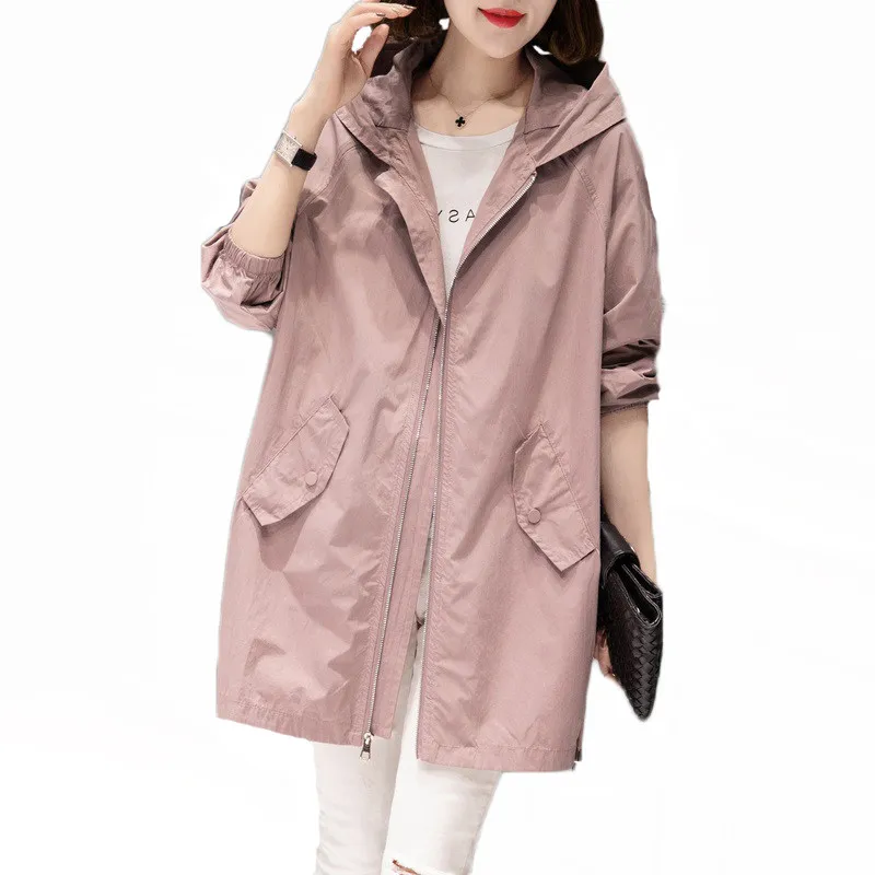 Top Trends: Casual Windbreaker For Women 2021 Spring Autumn New Fashion Solid Color Loose Mid-length Thin Jacket Female JD1166 Shoppable Styles