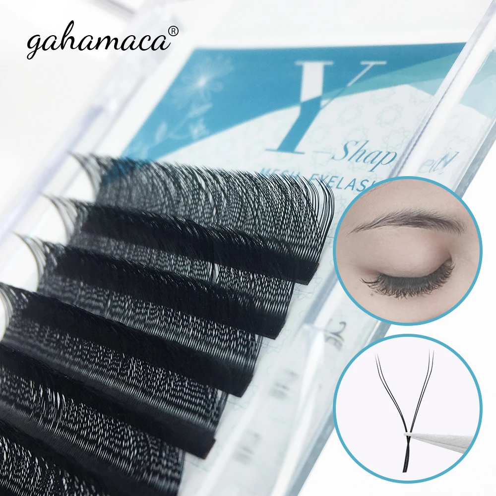 Top Trends: GAHAMACA YY Shape Premade Volume Fans Black Eyelash Extensions Two Tip Eyelashes C / D / L / LU Curl Individual False Lash Shoppable Styles