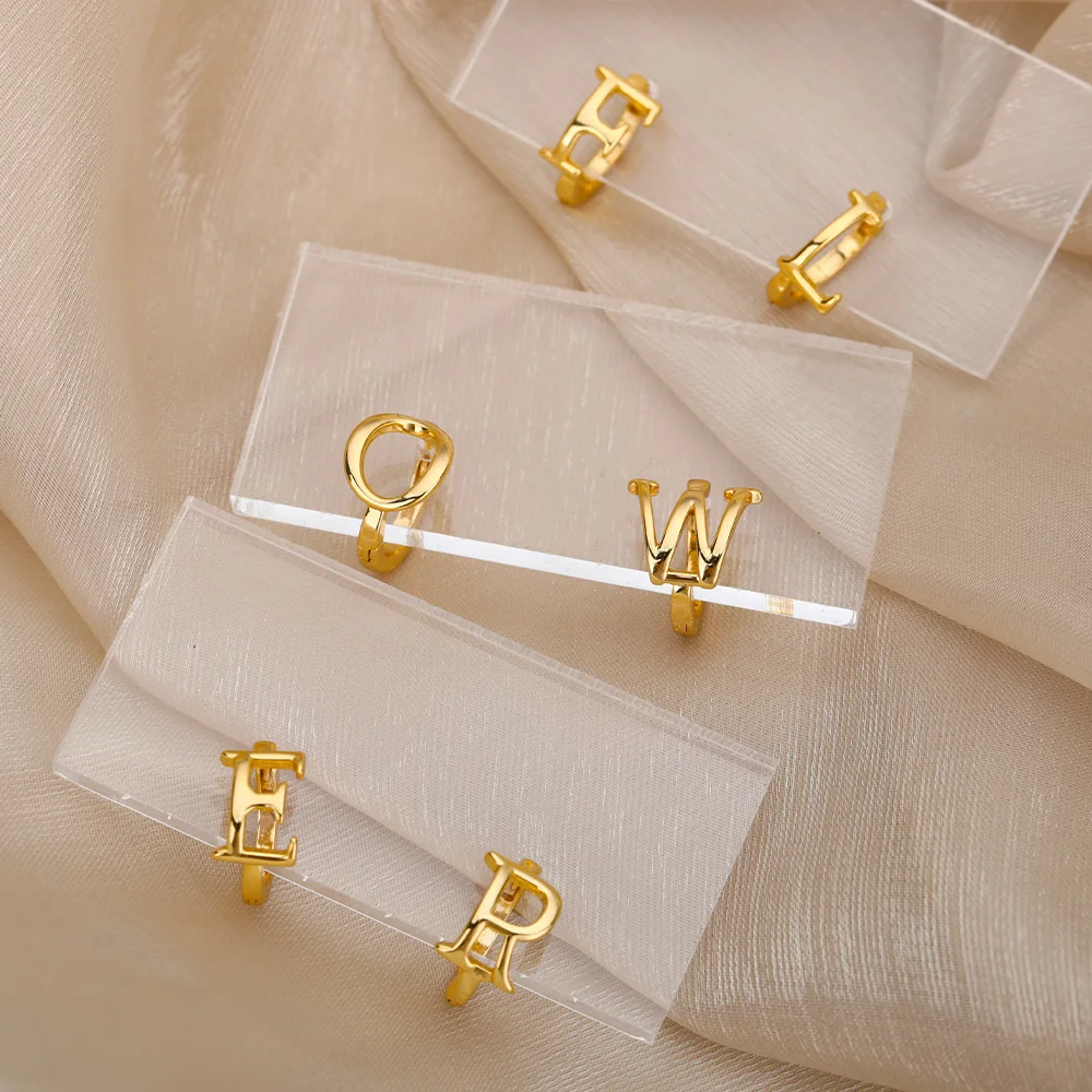 Top Trends: Initial Letter Stud Earrings For Women Stainless Steel Letter A-Z Piercing Earring Femme Korean Fashion Jewelry Gift 2023 Shoppable Styles - Image 6