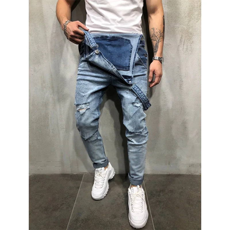 Top Trends: Fashion Men Pants Ripped Jeans Overalls Jumpsuits Hi Street Distressed Denim Bib Overalls For Man Suspender Pants Size S-XXXL Shoppable Styles