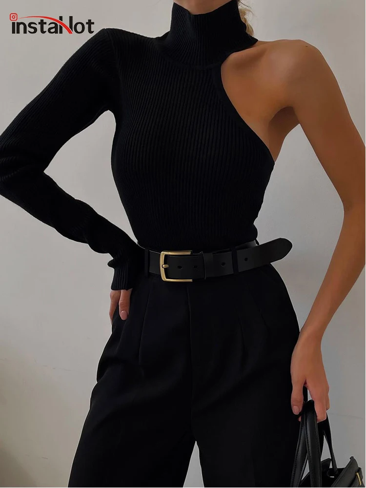 Top Trends: InstaHot Basic Women Hollow Out Bodysuits Long Sleeve Turtleneck Skinny Slim Sexy Fashion Streetwear Elegant Female Clothing New Shoppable Styles