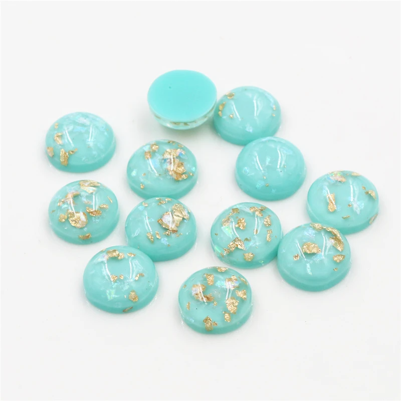 Top Trends: New Fashion 40pcs 12mm 8mm 10mm Light Apple Blue Colors Built-in Metal Foil Flat Back Resin Cabochons Cameo Shoppable Styles