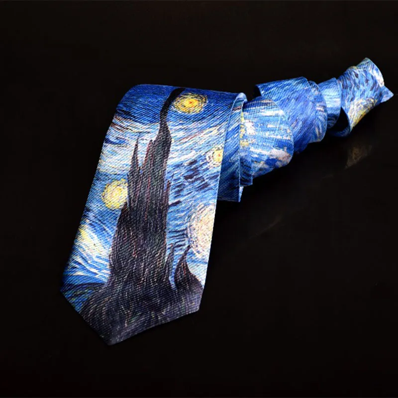 Top Trends: Starry Night Printed Neckties 8cm Famous Oils Painting Men Ties Party Gifts Festival Business Appointment Shirt Accessories Ties Shoppable Styles - Image 2