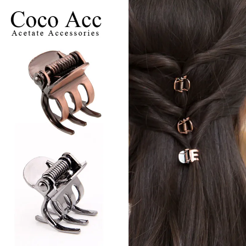 Top Trends: 5pcs / lot Antique Copper Small Mini Hair Claws Jaw Crab Clamp Clips Pin Metal Gun Grey Color Hair Accessories For Women Goody Shoppable Styles