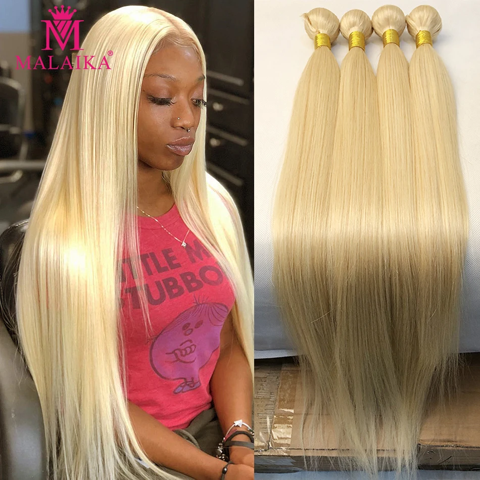 Top Trends: Malaika Straight 28 30 32 34 40 Inch Brazilian Remy Hair 613 Blonde 1 3 4 Bundles Human Hair Weave Weft Bundles Hair Extension Shoppable Styles