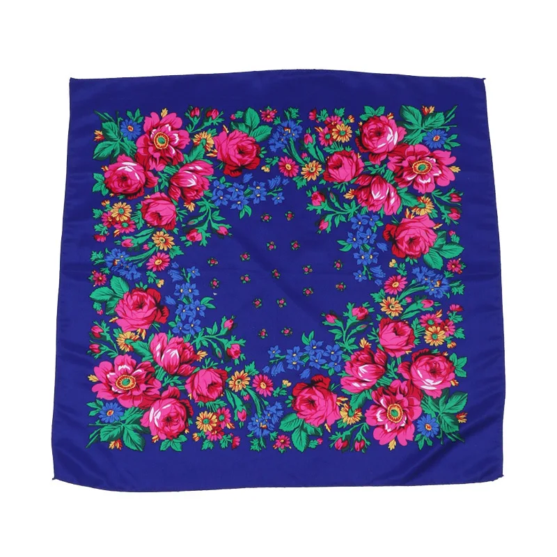 Top Trends: 70*70cm Women Russian Square Scarf Ethnic Style Retro Floral Pattern Head Scarves Bandana Muslim Headband Turban Hair Scarf Shoppable Styles