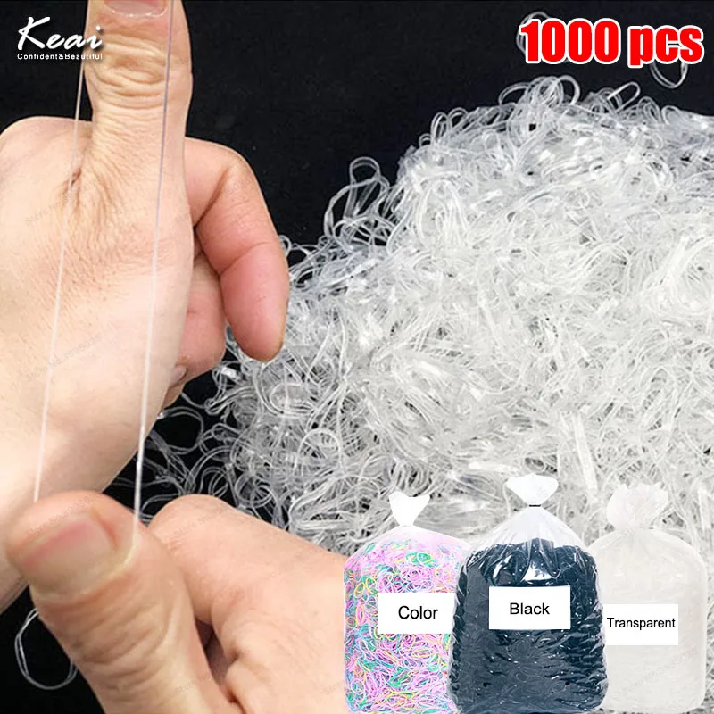 Top Trends: 1000 Pcs Transparent Scrunchies Hair Elastic Rope Rubber Band Women Girls Ponytail Holder Hair Accessories Pet Styling Tools Shoppable Styles