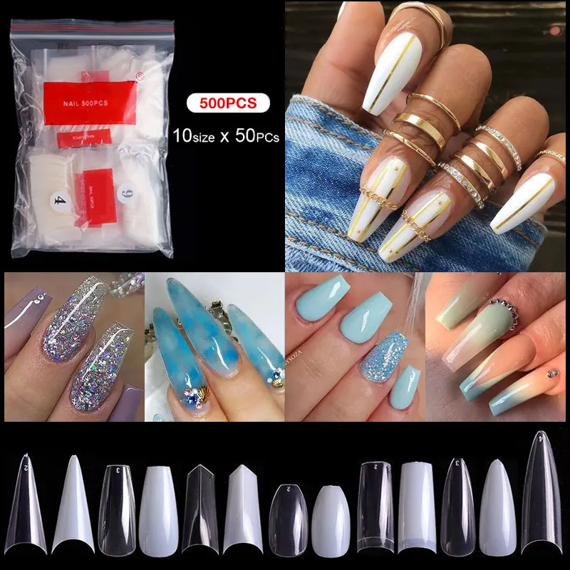 Top Trends: 100 / 500PCS PRO White Clear V Straight Round End Full / Half Acrylic Ballet Coffin French False Nail Tips Fake Toenail Tip Manicure Shoppable Styles - Image 6