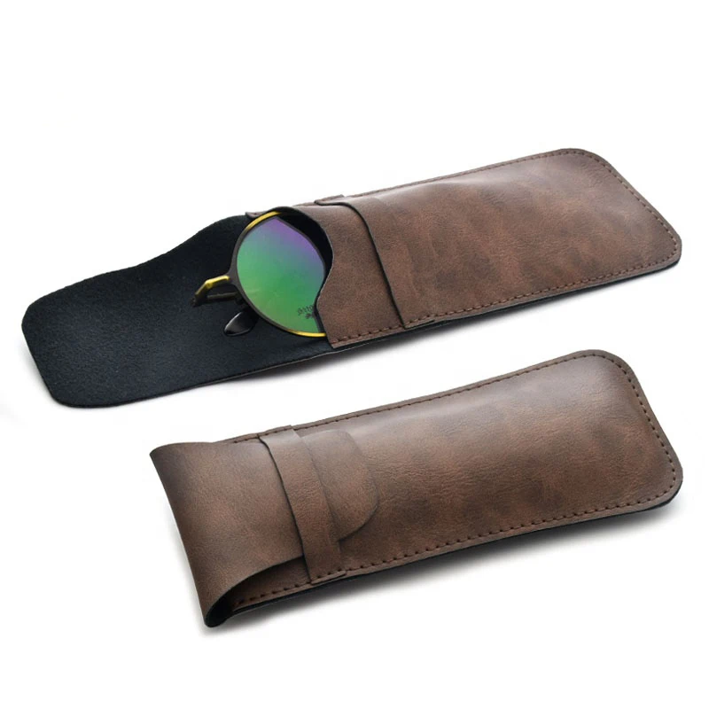 Top Trends: Hot Sell Simple Style Reading Glasses Case Handmade Sunglasses Eyeglass Soft Pouch For Men Small PU Leather Glasses Bag Shoppable Styles