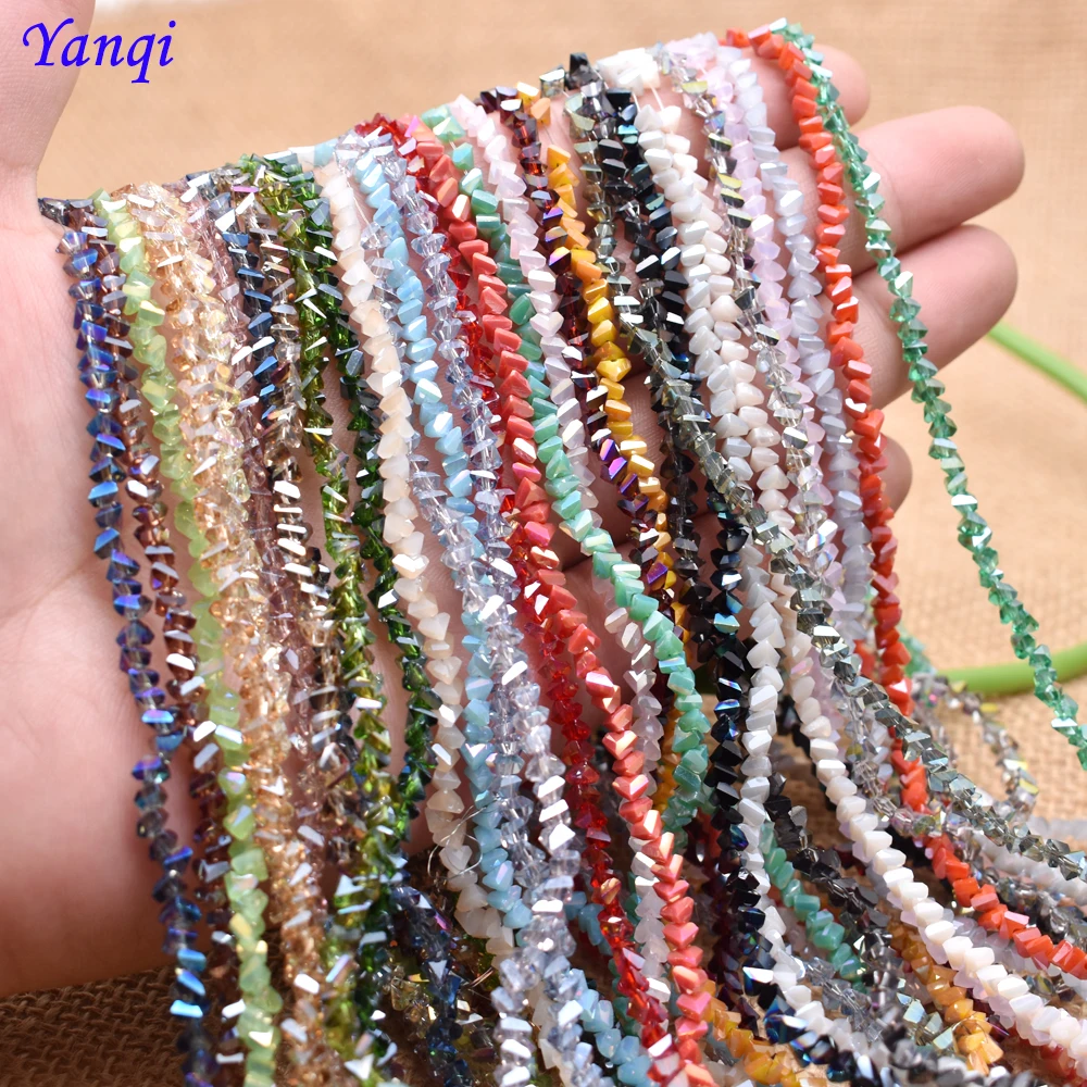 Top Trends: Yanqi 38 Color High Quality Triangle Crystal Beads 4mm 130pcs Loose Crystal Glass Beads For Jewelry Making DIY Earring Necklace Shoppable Styles