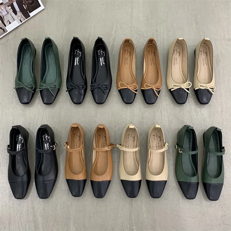 Top Trends: Bailamos Brand New Flats Shoes Women Low Heel Ballet Square Toe Shallow Shoe Slip On Loafer Round Toe Ballet Flat Shoes Zapatos Shoppable Styles