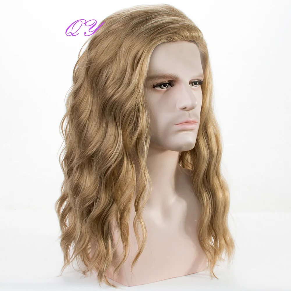 Top Trends: Synthetic Long Blonde Water Ripple Hair Wigs For Men Curly Natural Wig Adjustable Size Suitable For Daily Wear Man Hair Wig Shoppable Styles