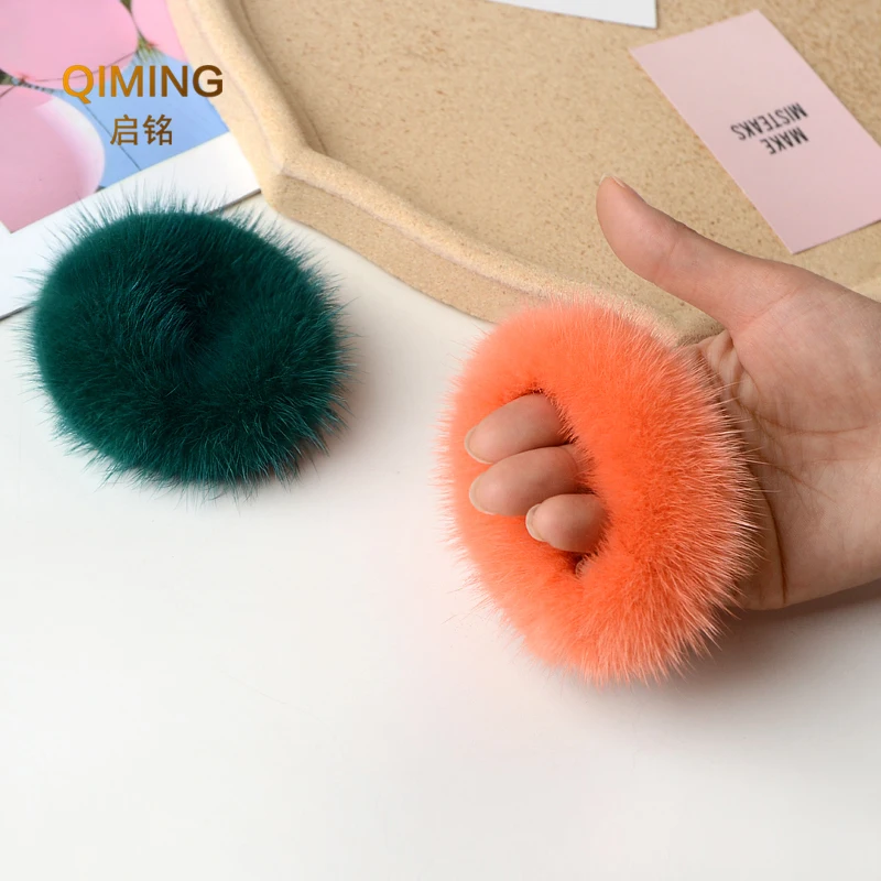 Top Trends: 100% Real Mink Fur Hair Rope Women Accessory Flurry Headband Hair Ties Holder Elastic Highgrade Luxury Fashion Hair Ring Shoppable Styles - Image 3