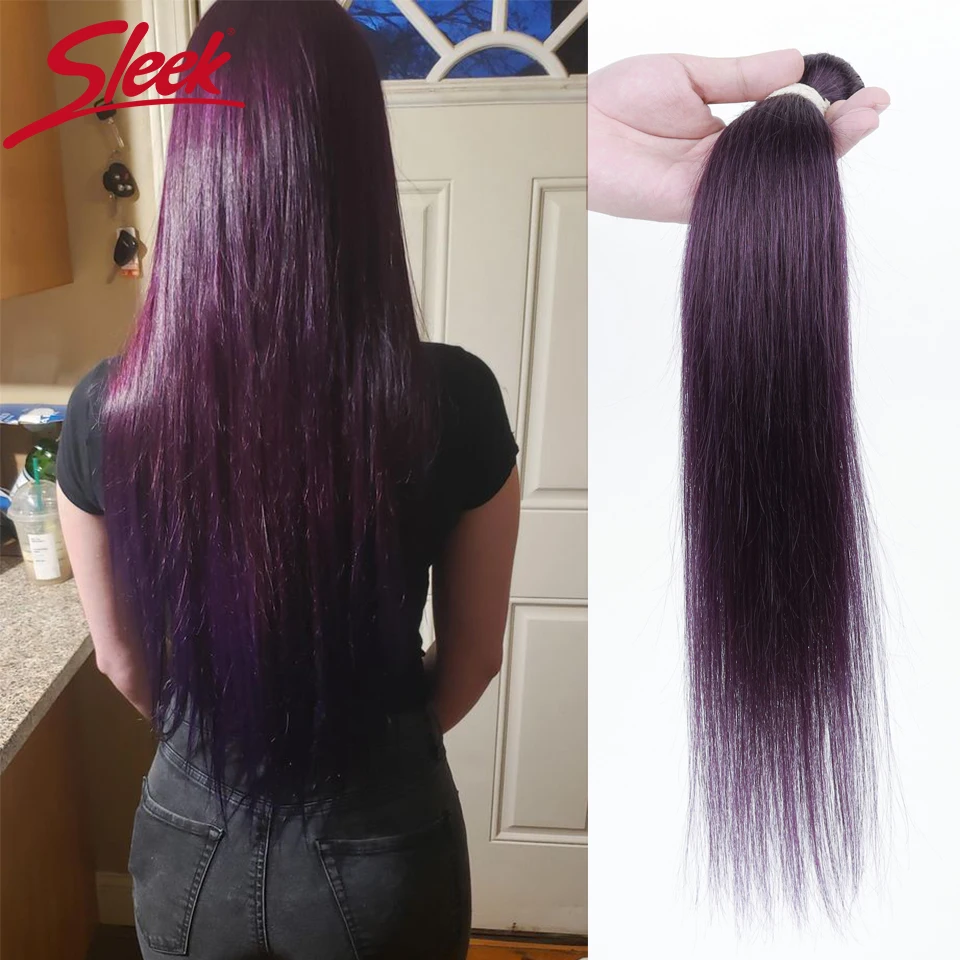 Top Trends: Sleek Colored Human Hair Bundles 30 Inch Purple Straight Remy Brazilian Hair Extensions Blonde Colored Single Bundles Wholesale Shoppable Styles