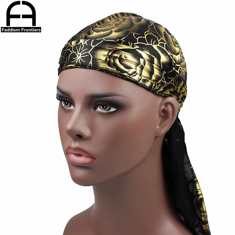 Top Trends: Unisex Floral Print Men Women Silk Durag Summer Breathable Long Tail Bandanas Hat Do Du Rags Hair Cover Waves Cap Shoppable Styles - Image 2