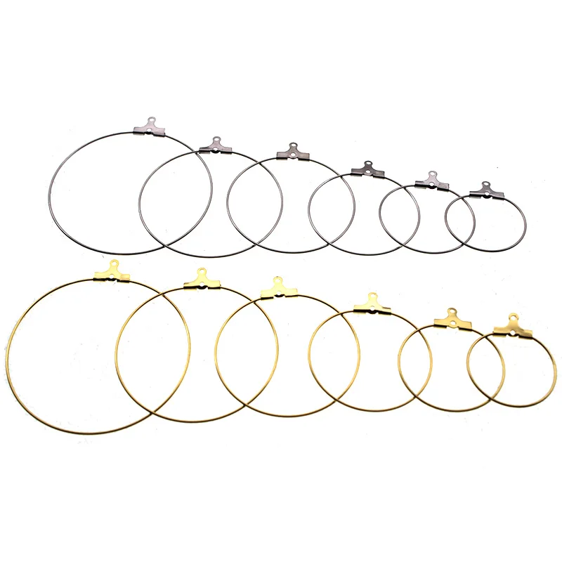 Top Trends: 20pcs / Lot Stainless Steel Big Hoops Earrings Dangle Clasp Ear Wires Hooks DIY Circle Earring Findings Jewelry Making Accessories Shoppable Styles