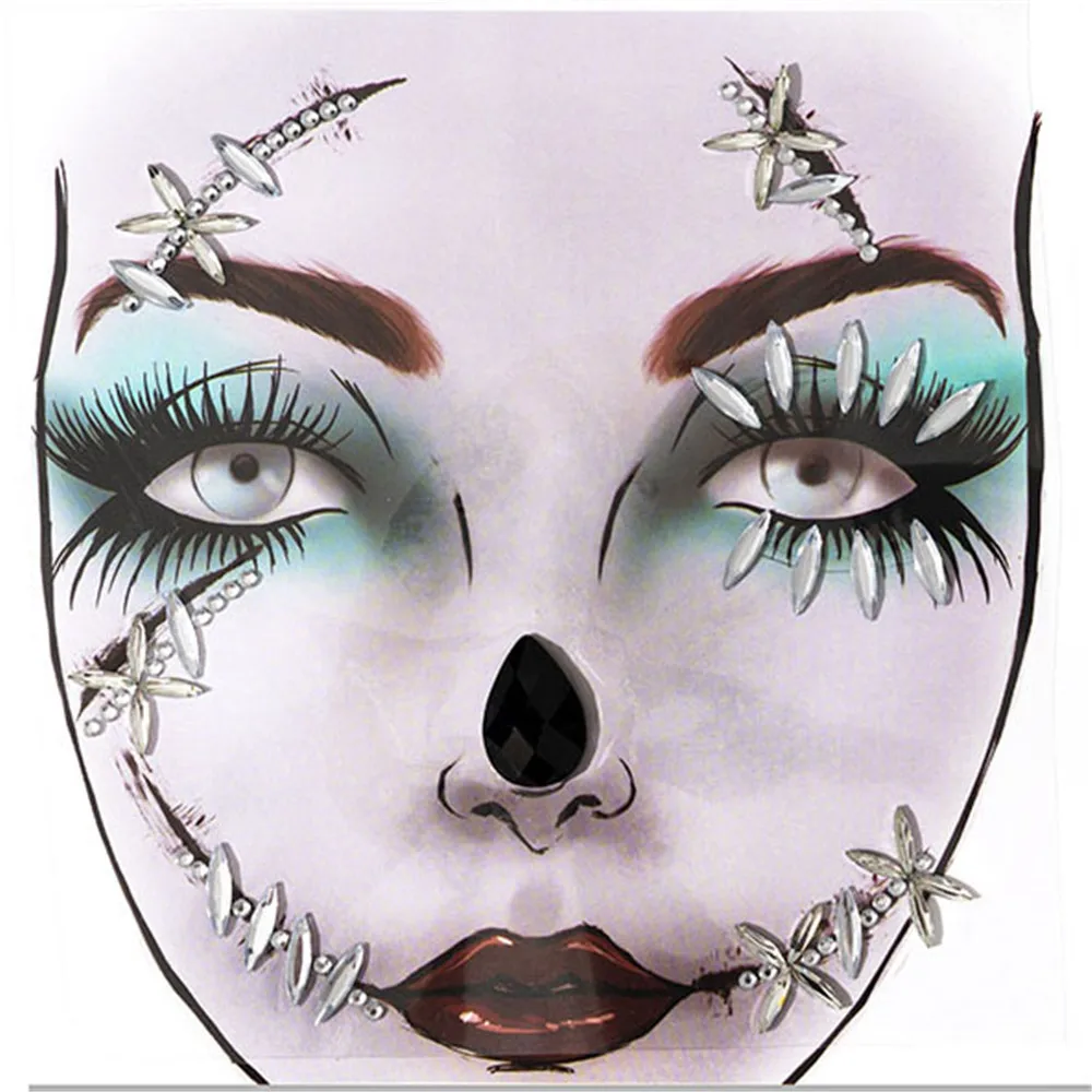 Top Trends: Halloween Face Stickers 3D Acrylic Diamond Glitter Fake Tattoo Sticker Masquerade Christmas Party Face Ornament Decoration Shoppable Styles - Image 3