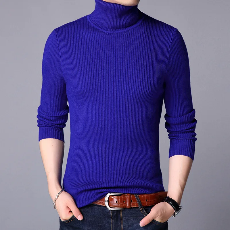 Top Trends: 2022 Men Brand High Neck Knitted Pullover Bottoming Shirt New Arrivals Male Fashion Casual Slim Solid Color Stretch Wool Sweater Shoppable Styles