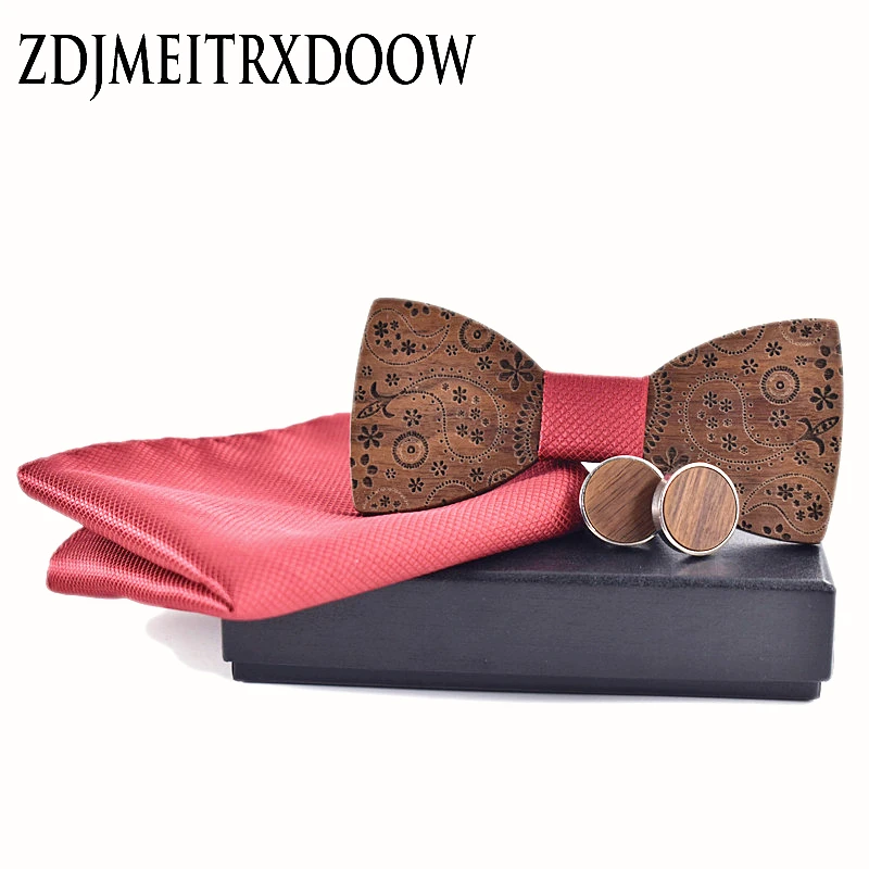 Top Trends: New 2022 Wooden Tie Cufflinks HandKerchief Fashion Wood Bow Tie Wedding Dinne Printing Handmade Corbata Wooden Ties Gravata Set Shoppable Styles - Image 4