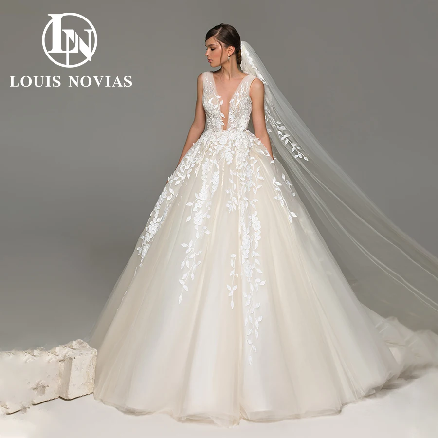 Top Trends: LOUIS NOVIAS Wedding Dresses For Women 2023 Elegant Backless Beaded Flowers Embroidery Sleeveless Wedding Gown Vestidos De Novia Shoppable Styles