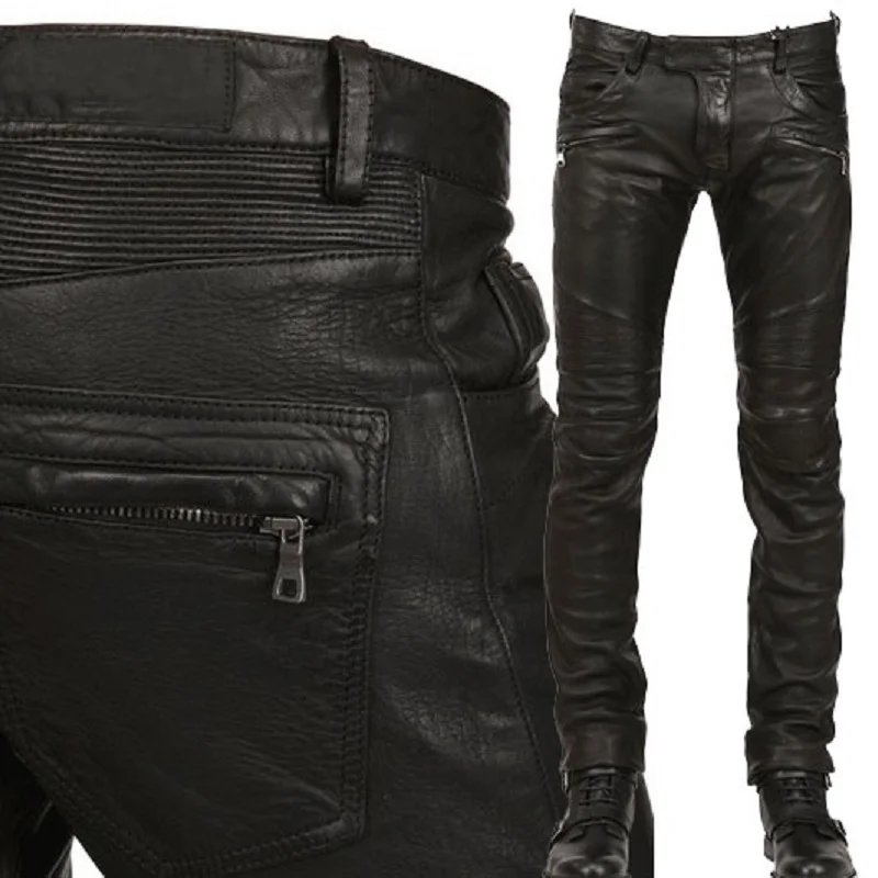 Top Trends: Leather Trousers Men Motorcycle Black Mens Pants Fashion PU Leather Riding Waterproof Motor Biker Male Street Pants Plus Size Shoppable Styles