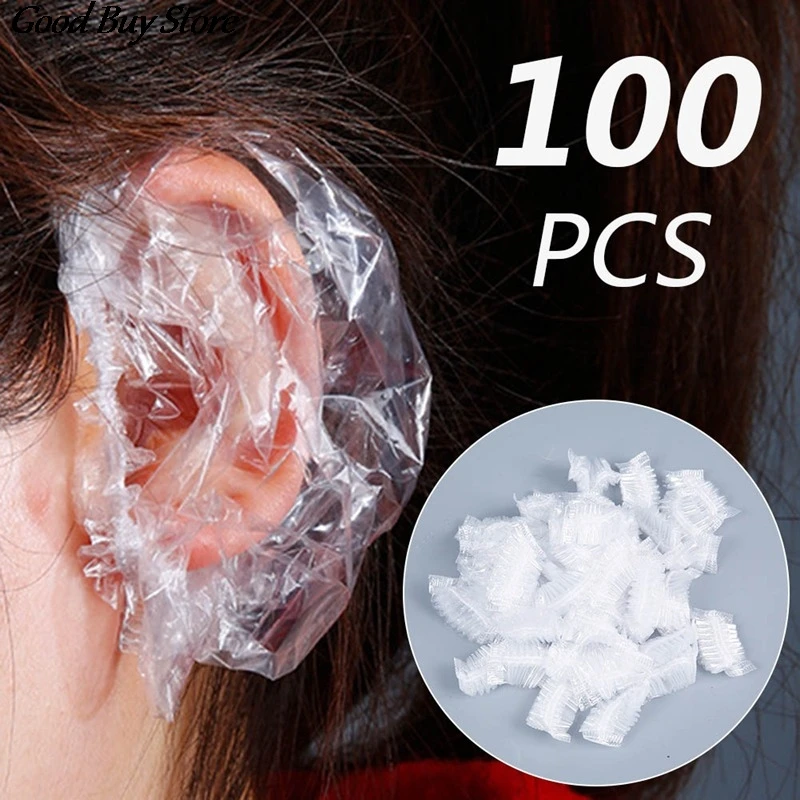 Top Trends: 100PCS Hairdressing Earmuffs Salon Waterproof Clear Ear Cover Ear Protection Transparent Bath Shower Earmuff Cap Cleaning Tools Shoppable Styles