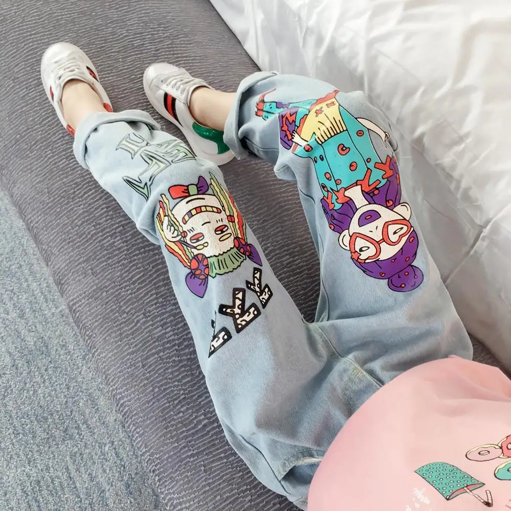 Top Trends: 2020 New Arrival Girls' Jeans Cartoon Anime Beauty Hipster Children's Jeans Children's Clothing Teen Girls Jeans Kids 3-13 Years Shoppable Styles