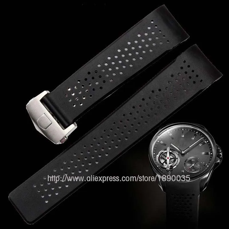 Top Trends: For TAG Wrist Straps 22mm 24mm TOP Breathable Swimming Rubber Watchband With Stainless Steel Deployment Buckle Watch BANDS Shoppable Styles