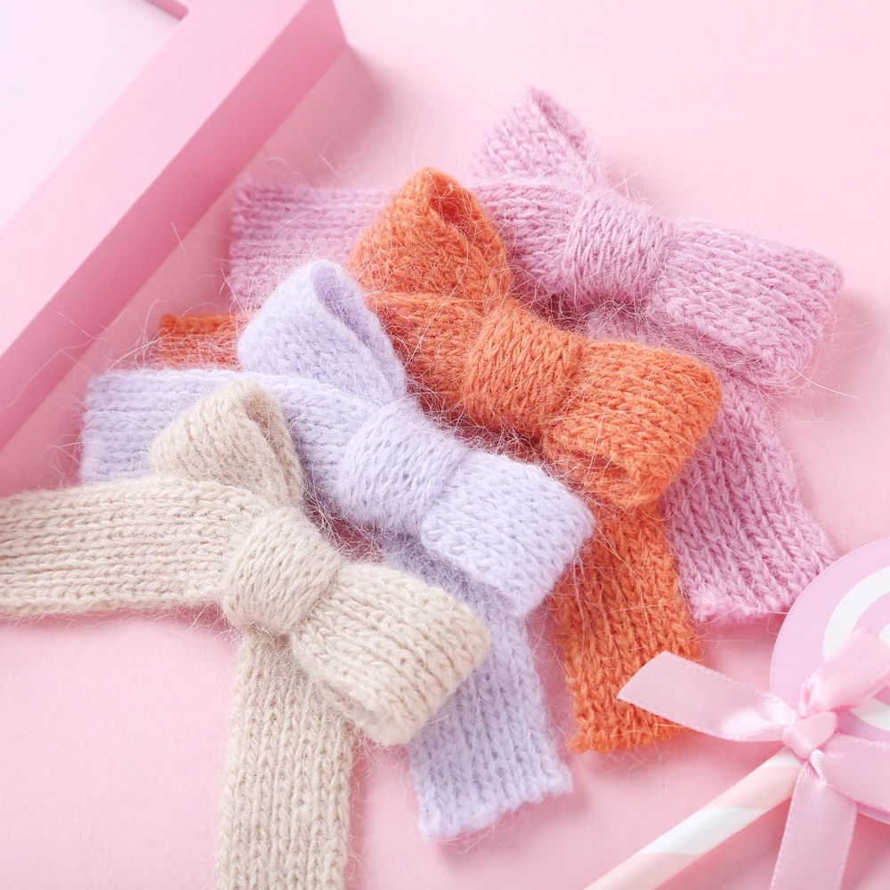 Top Trends: Wool Knit Hair Bows Cute Hairpins Girls BB Clips Sweet Hair Clips Barrettes Solid Clip Kids Headwear Fashion Hair Accessories Shoppable Styles