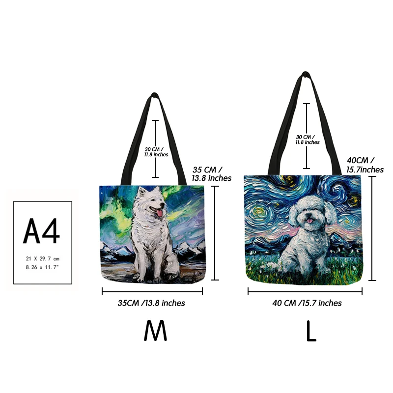 Top Trends: Van Gogh / Starry Sky Animal Dog Print Handbag Shoulder Bags Women's Large Tote Ladies Casual Leisure Shopping Bags For Daily Use Shoppable Styles - Image 2