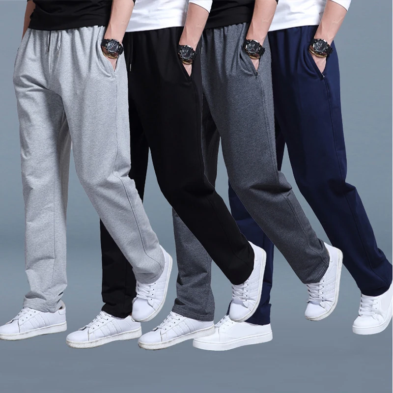 Top Trends: Men Autumn Summer Sports Running Pants Pockets Training Elastic Waist Jogging Casual Trousers Sweatpants Solid Fitness Fattening Shoppable Styles