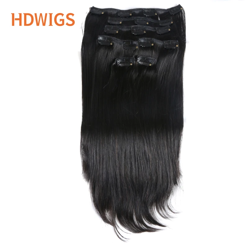 Top Trends: Straight Clips In Hair Extension Human Hair 7pcs Clip In Full Head Brazilian Human Hair Extensions 70g 100g 120g Natural Color Shoppable Styles