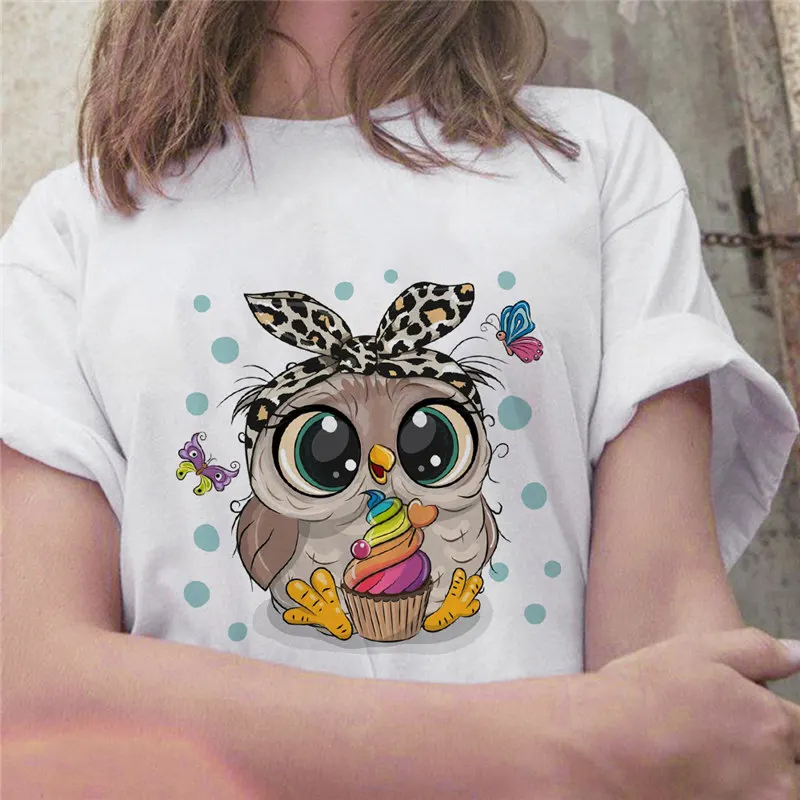 Top Trends: Fashion Trend New T-shirt Cute Owl Graphic Printed Female T Shirt Casual Harajuku Crew Neck Ladies Tshirt Shoppable Styles