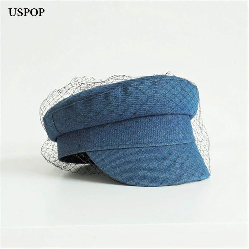 Top Trends: USPOP Brand Designer Fashion Autumn Winter Caps Women Mesh Yarn Newsboy Caps Flat Denim Caps Shoppable Styles