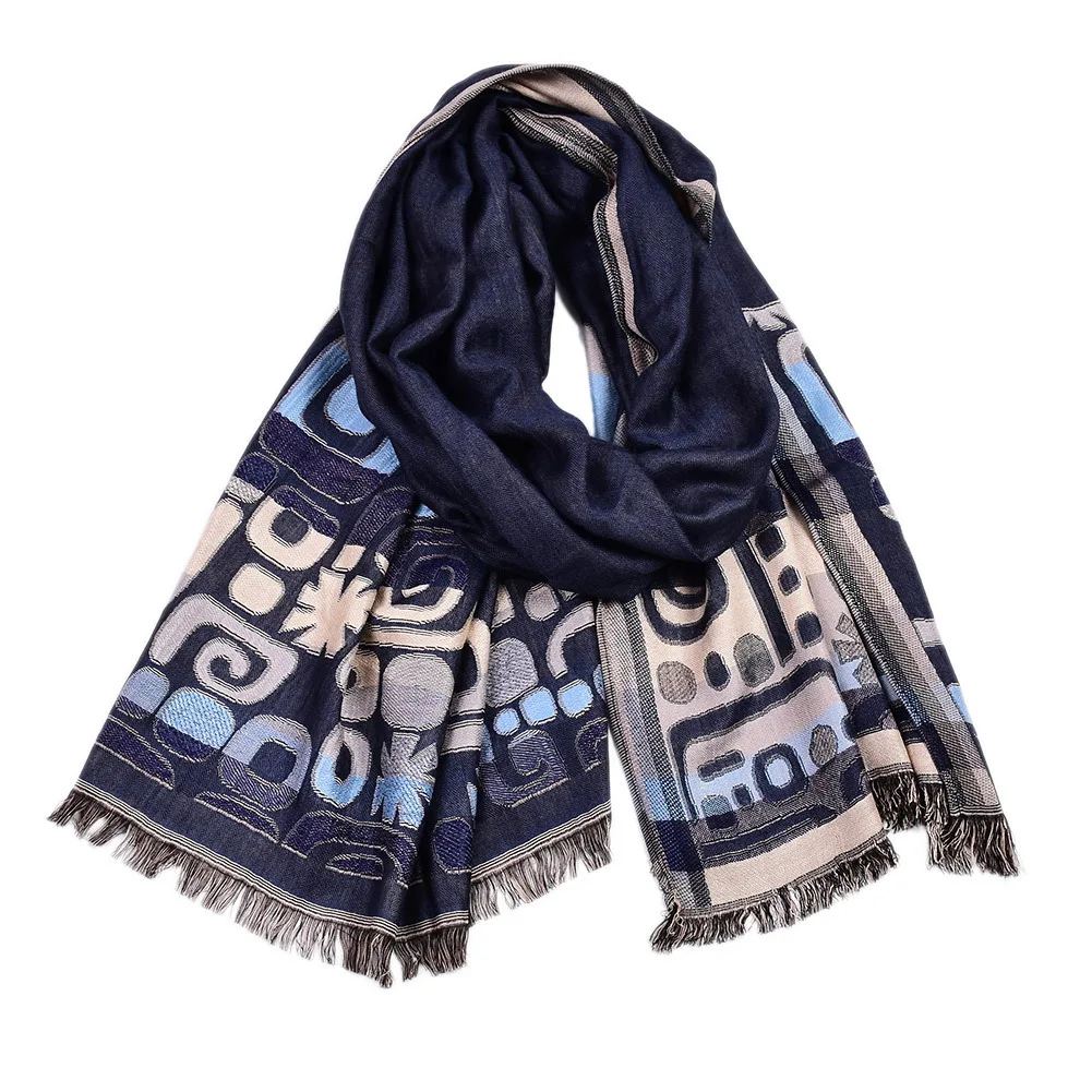 Top Trends: Ethnic Style Yarn-dyed Men Scarf Winter Warm Cotton Linen Men&#039;s Scarves Brushed Neckercheif Foulard For Male Pashmina Shawl Shoppable Styles