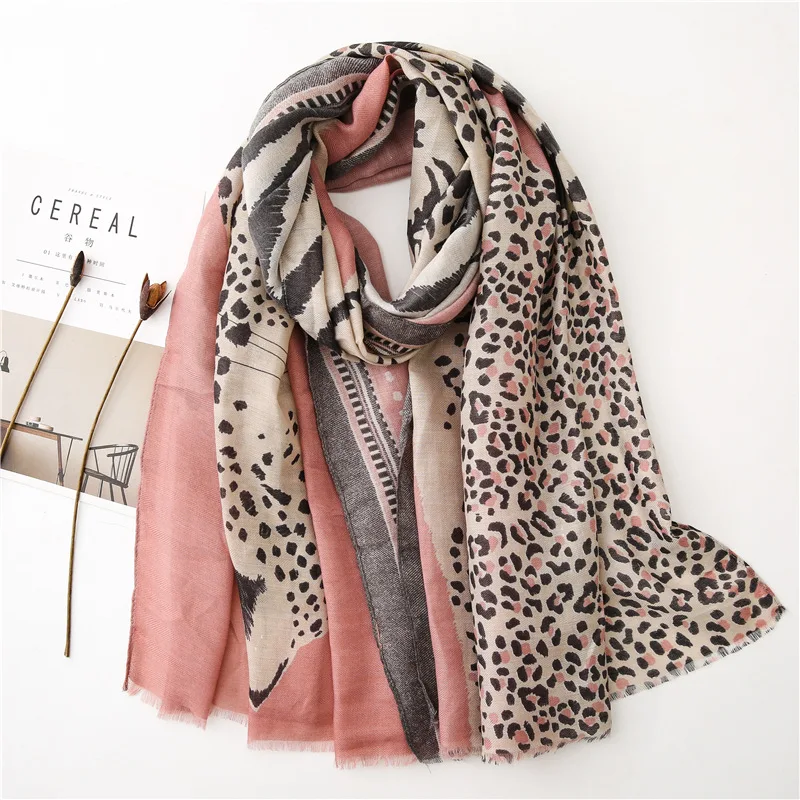 Top Trends: Fashion Animal Leopard Dot Fringe Viscose Shawl Scarf Women High Quality Autumn Winter Wrap Pashmina Stole Bufandas Muslim Hijab Shoppable Styles