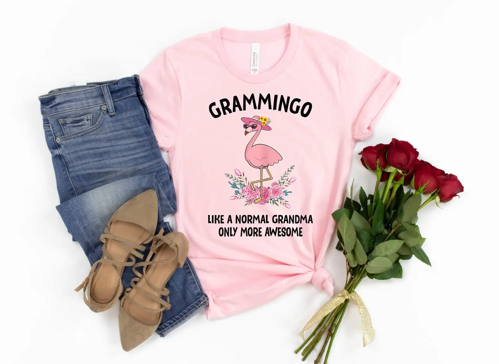 Top Trends: Cute Grandma / Grandmother T-Shirt Women Funny Flamingo Grammingo Like A Normal Grandma Only More Awesome T Shirts Graphic Tee Top Shoppable Styles