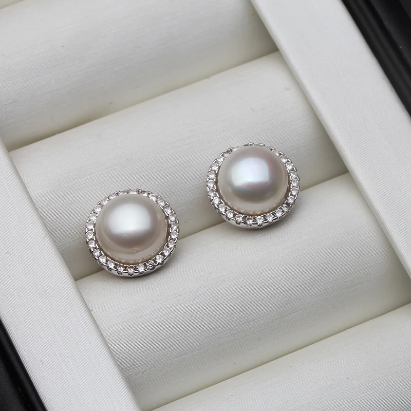 Top Trends: Wedding Natural White Freshwater Pearl Earrings 925 Silver Women, Fashion Cute Bridal Round Earrings Fine Jewelry Party Gift Shoppable Styles